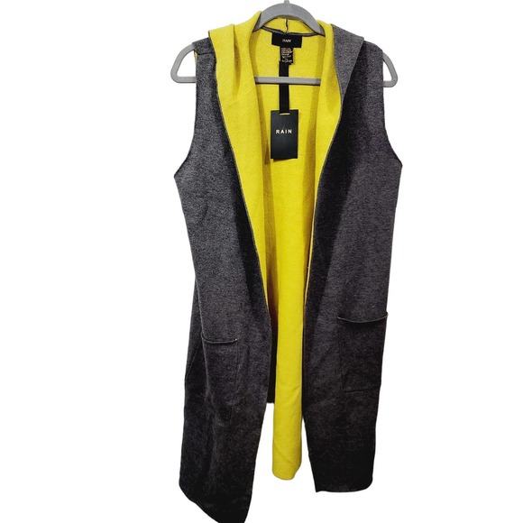 Rain Women's Long Sweater Knit Vest Cardigan Duster Pockets Lined Gray Medium - Picture 1 of 11